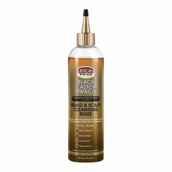 African Pride Black Castor Miracle Braid  Scalp Cleansing Rinse 12 Oz