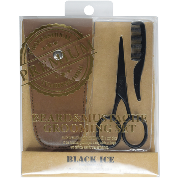 Black Ice Beard & Mustache Grooming Set