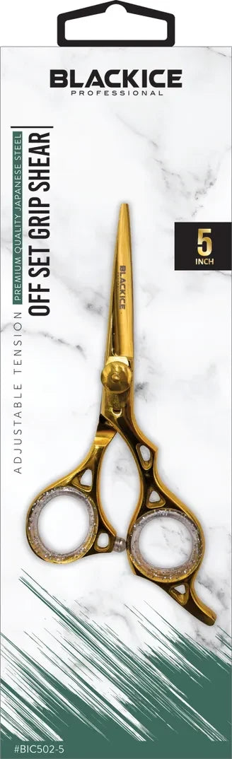BLACK ICE Off Set Grip 5" Stylish Gold Shear