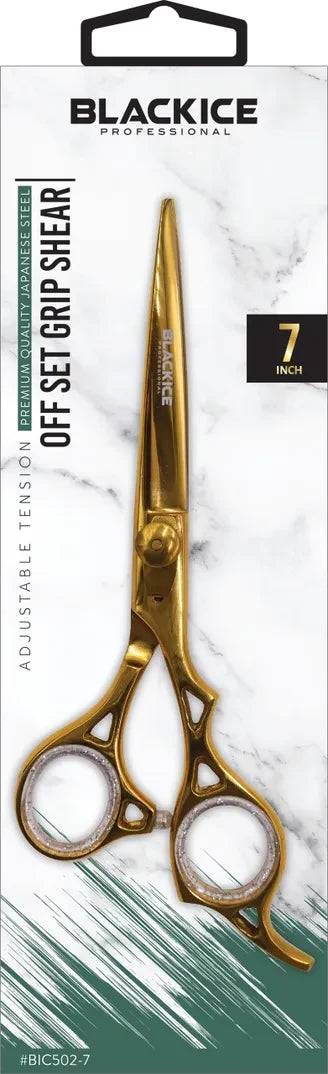 BLACK ICE Off Set Grip 7" Stylish Gold Shear