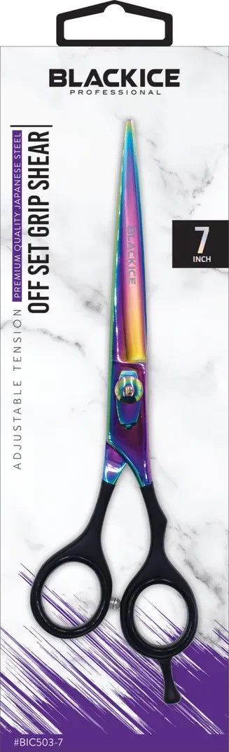 BLACK ICE Stylish Off Set Grip Holo & Black 7" Shear