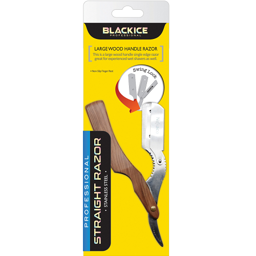 Black Ice Stylish Wood Handle Straight Razor
