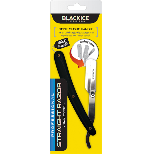 BLACK ICE Simple Classic Handle Straight Razor (Black)